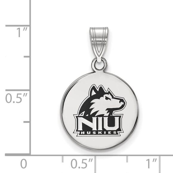 Sterling Silver Northern Illinois U. Medium Enamel Disc Pendant - Picture 2 of 3